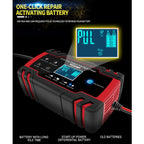 ANHTCzyx 12V 8A / 24V 4A Automobile Battery Charger Motorcycle Battery Repair Type AGM, US Plug (Red), EU Plug (Red), UK Plug (Red), AU Plug (Red)