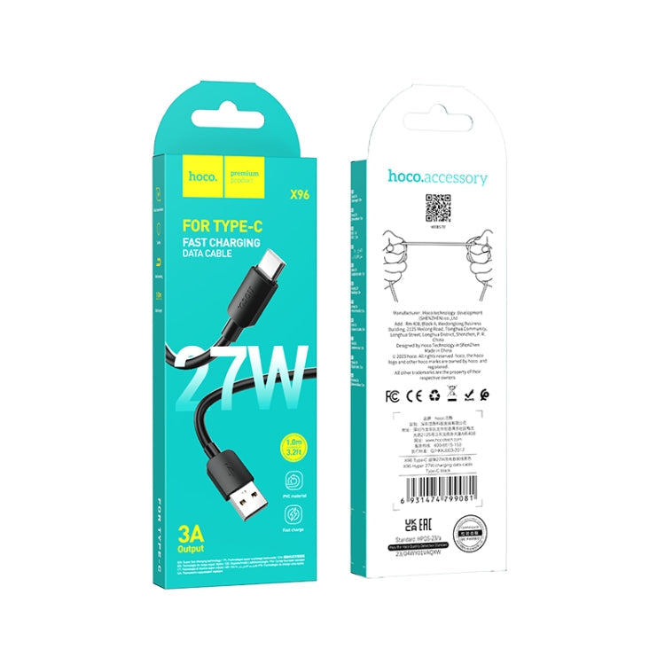 hoco X96 Hyper 27W USB to USB-C / Type-C Charging Data Cable, 27W USB to Type-C – TPU