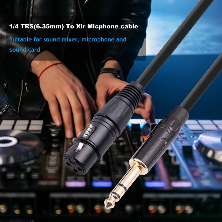 6.35mm 1/4 TRS Male to XLR 3pin Female Microphone Cable, 1m, 1.8m, 3m, 5m, 10m