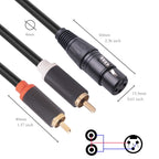 RCA20 XLR Female to Dual RCA Y-Splitter Audio Cable, 1m, 2m, 3m – TPU