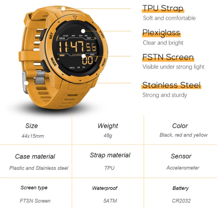 SPOVAN P100 LED Luminous Pedometer Multifunctional Sports Electronic Watch