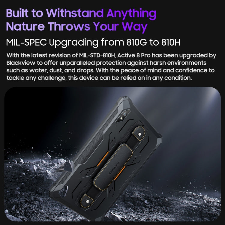 Blackview Active 8 Pro 4G Rugged Tablet, 10.36 inch 8GB+256GB Android 14 MT6789 Octa Core Support Dual SIM, Global Version with Google Play, EU Plug, Active 8 Pro – Magnetic, 4K
