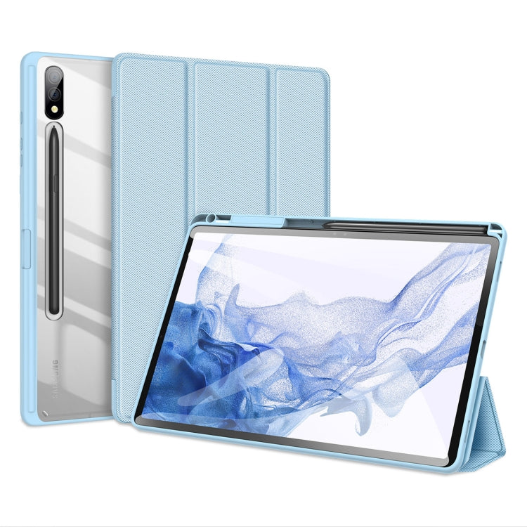 DUX DUCIS TOBY Series Antiskid Leather Tablet Case with Sleep / Wake-up Function – Leather, TPU, For Galaxy Tab S12+, For Samsung Galaxy Tab S10 Lite / S10 FE, For Samsung Galaxy Tab S10 FE+, For Samsung Galaxy Tab S10 Ultra For Samsung Galaxy Tab S9+ Blue