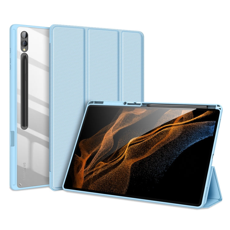 DUX DUCIS TOBY Series Antiskid Leather Tablet Case with Sleep / Wake-up Function – Leather, TPU, For Galaxy Tab S12+, For Samsung Galaxy Tab S10 Lite / S10 FE, For Samsung Galaxy Tab S10 FE+, For Samsung Galaxy Tab S10 Ultra For Samsung Galaxy Tab S9 Ultra Blue