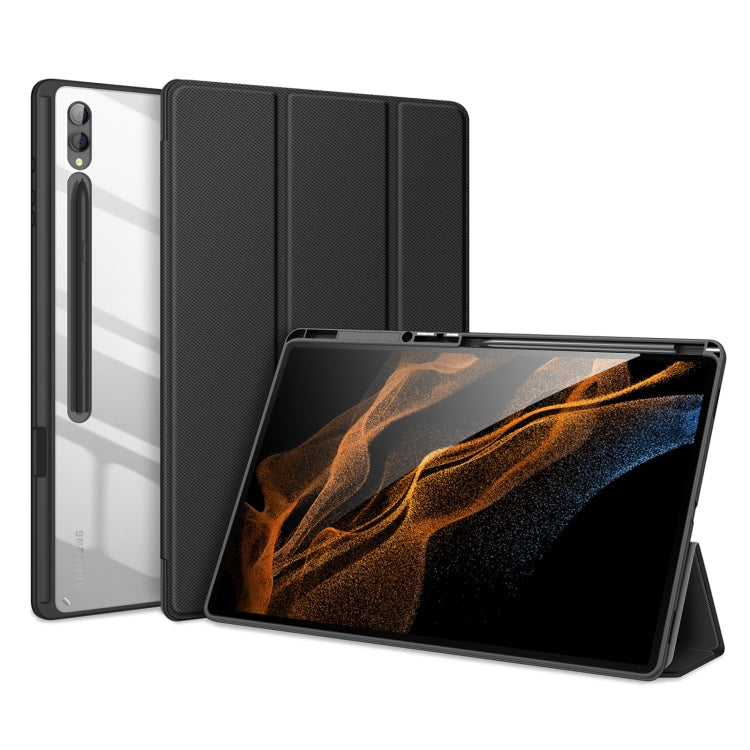 DUX DUCIS TOBY Series Antiskid Leather Tablet Case with Sleep / Wake-up Function – Leather, TPU, For Galaxy Tab S12+, For Samsung Galaxy Tab S10 Lite / S10 FE, For Samsung Galaxy Tab S10 FE+, For Samsung Galaxy Tab S10 Ultra For Samsung Galaxy Tab S9 Ultra Black