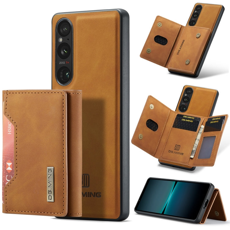 DG.MING M2 Series 3-Fold Multi Card Bag + Magnetic Phone Case – Magnetic, Card Slot, Leather, For Sony Xperia 10 VI, For Sony Xperia 1 VI, For Sony Xperia 1 V, For Sony Xperia 10 V For Sony Xperia 1 V Brown
