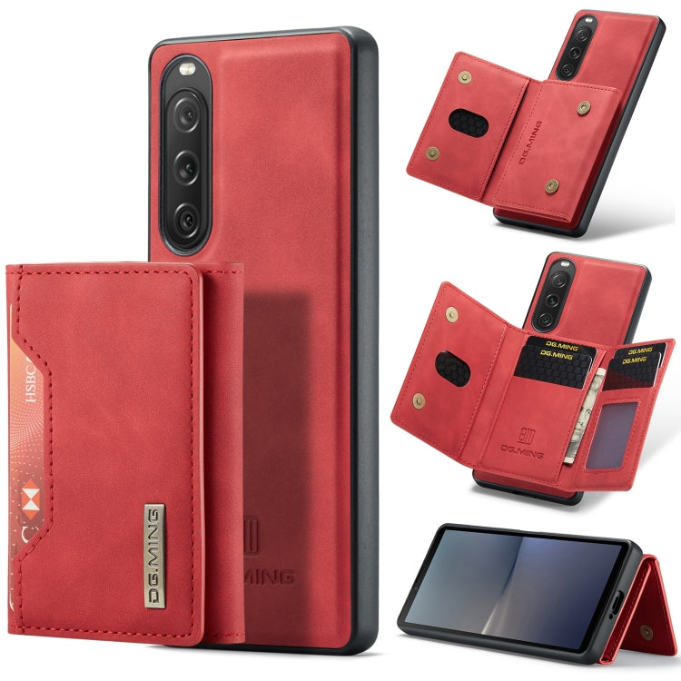DG.MING M2 Series 3-Fold Multi Card Bag + Magnetic Phone Case – Magnetic, Card Slot, Leather, For Sony Xperia 10 VI, For Sony Xperia 1 VI, For Sony Xperia 1 V, For Sony Xperia 10 V For Sony Xperia 10 V Red