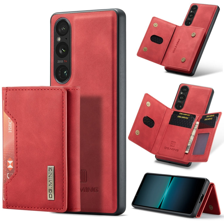 DG.MING M2 Series 3-Fold Multi Card Bag + Magnetic Phone Case – Magnetic, Card Slot, Leather, For Sony Xperia 10 VI, For Sony Xperia 1 VI, For Sony Xperia 1 V, For Sony Xperia 10 V For Sony Xperia 1 VI Red