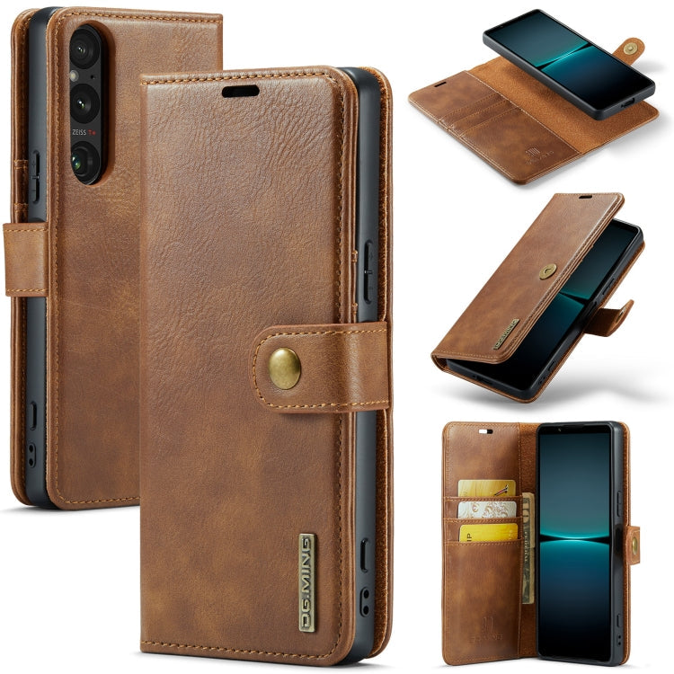 DG.MING Crazy Horse Texture Detachable Magnetic Leather Phone Case – Magnetic, Card Slot, Flip, For Sony Xperia 10 VI, For Sony Xperia 1 VI, For Sony Xperia 1 V, For Sony Xperia 10 V For Sony Xperia 1 V Brown