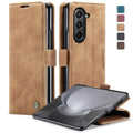 CaseMe-013 Multifunctional Retro Frosted Leather Phone Case, For Samsung Galaxy Z Fold5 For Samsung Galaxy Z Fold5 Brown
