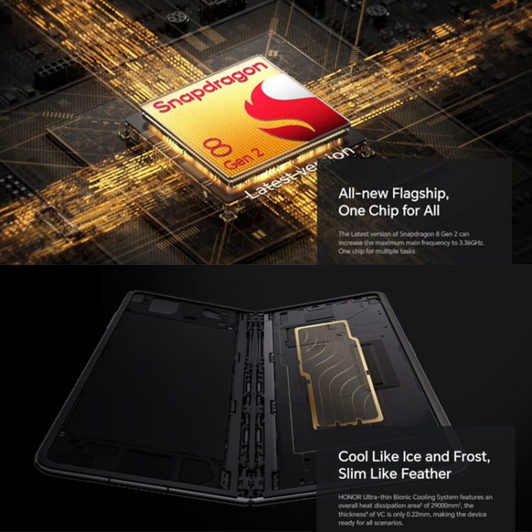 Honor Magic V2 Ultimate 5G, 7.92 inch + 6.43 inch MagicOS 7.2 Snapdragon 8 Gen2 Octa Core up to 3.36GHz, Network: 5G, OTG, Not Support Google Play, 16GB+1TB