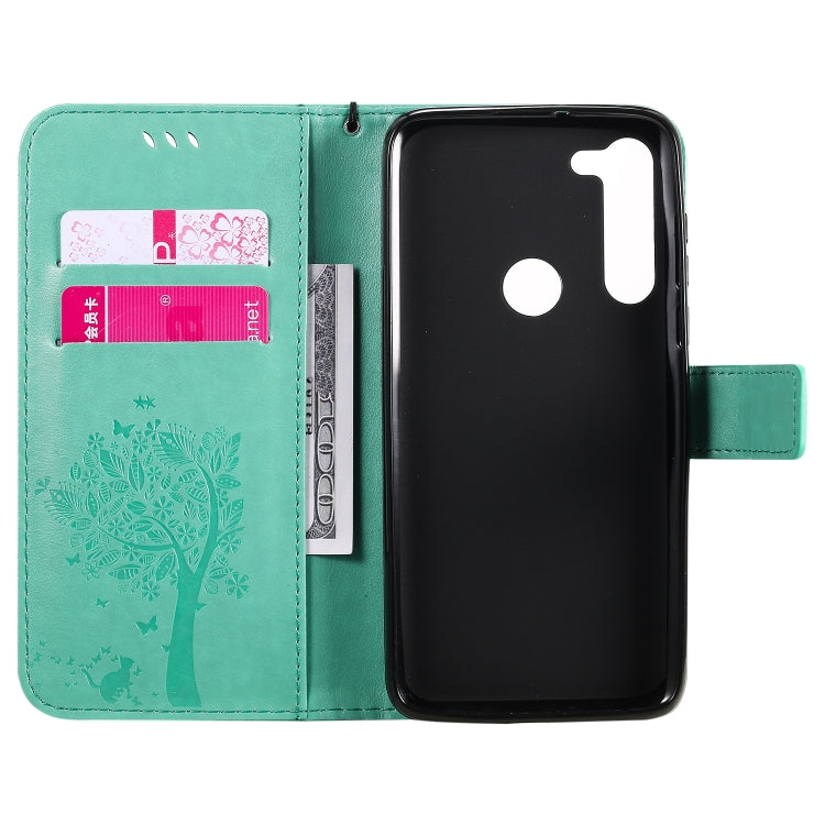 Tree & Cat Embossed Pattern Horizontal Flip Leather Case with Holder & Card Slots & Wallet & Lanyard – Lanyard, Card Slot, Flip, For Motorola Moto G8 Power, For OPPO Realme 6