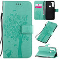 Tree & Cat Embossed Pattern Horizontal Flip Leather Case with Holder & Card Slots & Wallet & Lanyard – Lanyard, Card Slot, Flip, For Motorola Moto G8 Power, For OPPO Realme 6