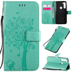 Tree & Cat Embossed Pattern Horizontal Flip Leather Case with Holder & Card Slots & Wallet & Lanyard – Lanyard, Card Slot, Flip, For Motorola Moto G8 Power, For OPPO Realme 6