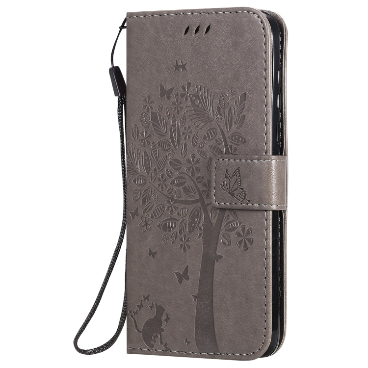 Tree & Cat Embossed Pattern Horizontal Flip Leather Case with Holder & Card Slots & Wallet & Lanyard – Lanyard, Card Slot, Flip, For Motorola Moto G8 Power, For OPPO Realme 6 For Motorola Moto G8 Power Grey