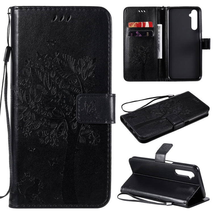 Tree & Cat Embossed Pattern Horizontal Flip Leather Case with Holder & Card Slots & Wallet & Lanyard – Lanyard, Card Slot, Flip, For Motorola Moto G8 Power, For OPPO Realme 6 For OPPO Realme 6 Black