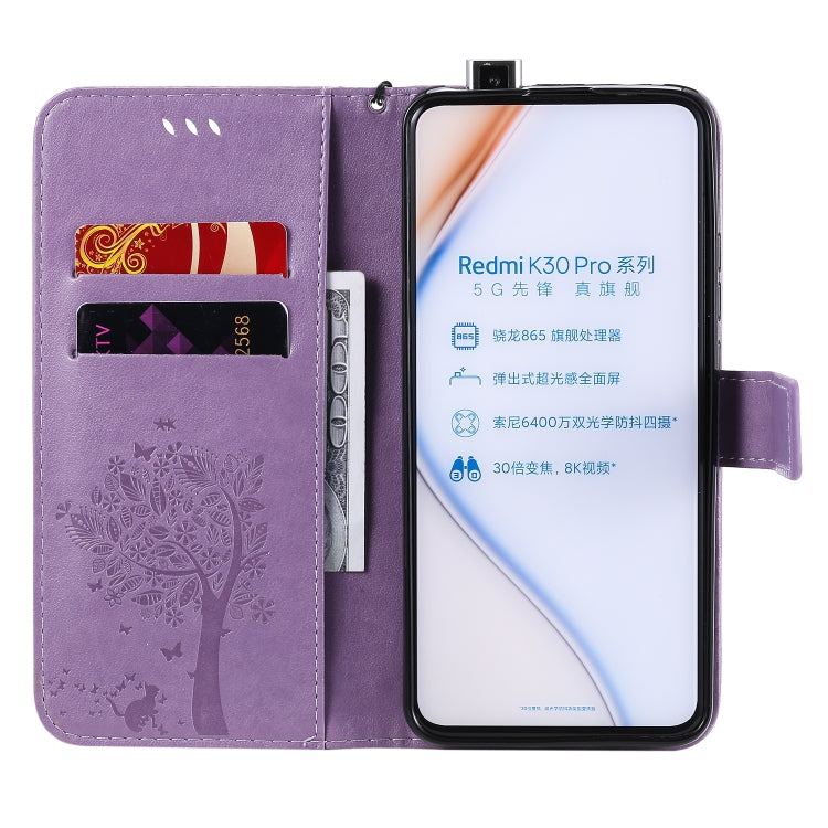 Tree & Cat Embossed Pattern Horizontal Flip Leather Case with Holder & Card Slots & Wallet & Lanyard – Lanyard, Card Slot, Flip, For Xiaomi Redmi K30 Pro, For Huawei Nova 7 Pro