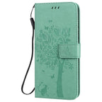 Tree & Cat Embossed Pattern Horizontal Flip Leather Case with Holder & Card Slots & Wallet & Lanyard – Lanyard, Card Slot, Flip, For Huawei Nova 7 SE, For Huawei Nova 7