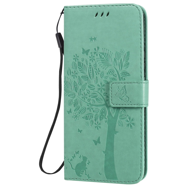 Tree & Cat Embossed Pattern Horizontal Flip Leather Case with Holder & Card Slots & Wallet & Lanyard – Lanyard, Card Slot, Flip, For Huawei Nova 7 SE, For Huawei Nova 7