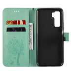 Tree & Cat Embossed Pattern Horizontal Flip Leather Case with Holder & Card Slots & Wallet & Lanyard – Lanyard, Card Slot, Flip, For Huawei Nova 7 SE, For Huawei Nova 7