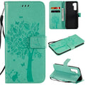 Tree & Cat Embossed Pattern Horizontal Flip Leather Case with Holder & Card Slots & Wallet & Lanyard – Lanyard, Card Slot, Flip, For Huawei Nova 7 SE, For Huawei Nova 7