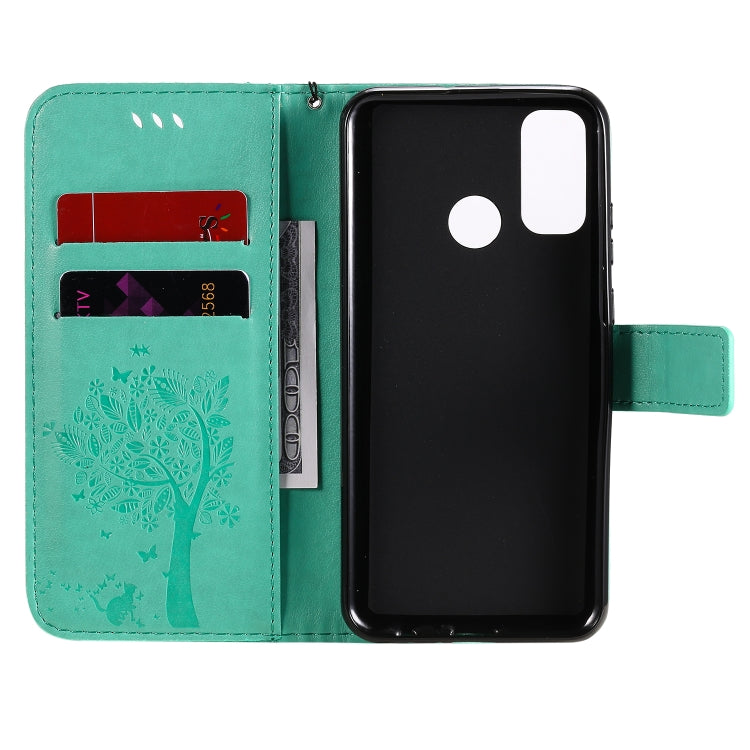 Tree & Cat Embossed Pattern Horizontal Flip Leather Case with Holder & Card Slots & Wallet & Lanyard – Lanyard, Card Slot, Flip, For Huawei P Smart 2020, For Huawei Y5p