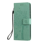 Tree & Cat Embossed Pattern Horizontal Flip Leather Case with Holder & Card Slots & Wallet & Lanyard – Lanyard, Card Slot, Flip, For Huawei Y6p, For Huawei Honor 9A