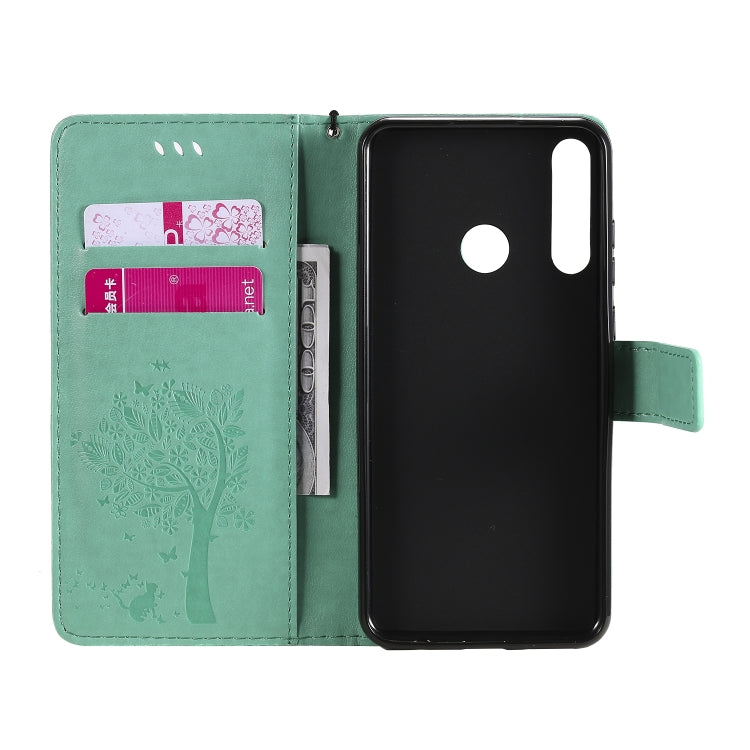 Tree & Cat Embossed Pattern Horizontal Flip Leather Case with Holder & Card Slots & Wallet & Lanyard – Lanyard, Card Slot, Flip, For Huawei Y6p, For Huawei Honor 9A