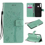 Tree & Cat Embossed Pattern Horizontal Flip Leather Case with Holder & Card Slots & Wallet & Lanyard – Lanyard, Card Slot, Flip, For Huawei Y6p, For Huawei Honor 9A