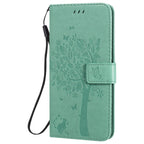 Tree & Cat Embossed Pattern Horizontal Flip Leather Case with Holder & Card Slots & Wallet & Lanyard – Lanyard, Card Slot, Flip, For Huawei Honor 30 Pro, For Huawei Honor 30