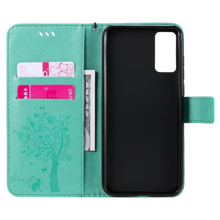 Tree & Cat Embossed Pattern Horizontal Flip Leather Case with Holder & Card Slots & Wallet & Lanyard – Lanyard, Card Slot, Flip, For Huawei Honor Play4T Pro, For Nokia 1.3