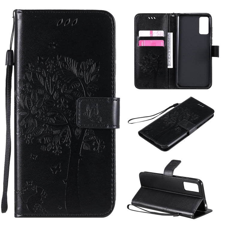 Tree & Cat Embossed Pattern Horizontal Flip Leather Case with Holder & Card Slots & Wallet & Lanyard – Lanyard, Card Slot, Flip, For Huawei Honor Play4T Pro, For Nokia 1.3 For Huawei Honor Play4T Pro Black