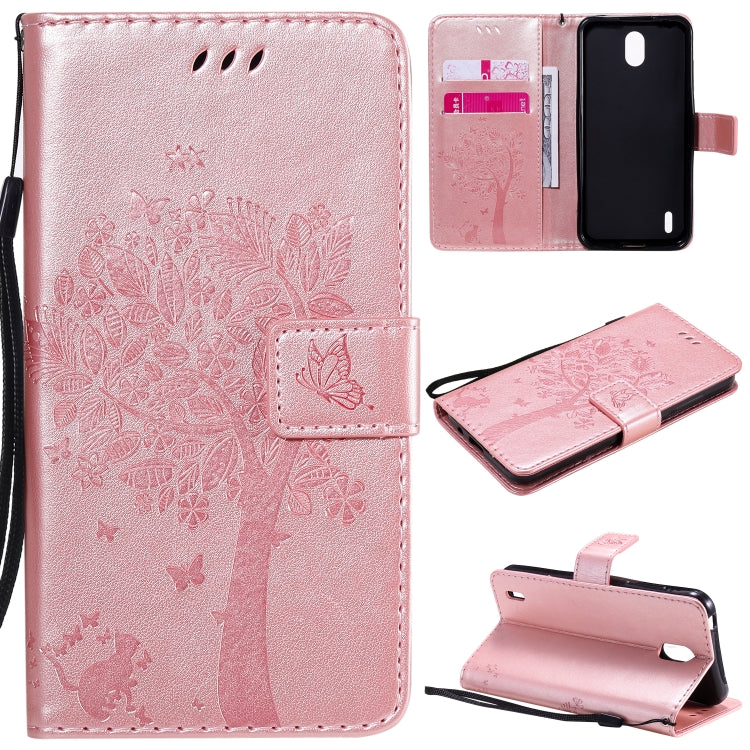 Tree & Cat Embossed Pattern Horizontal Flip Leather Case with Holder & Card Slots & Wallet & Lanyard – Lanyard, Card Slot, Flip, For Huawei Honor Play4T Pro, For Nokia 1.3 For Nokia 1.3 Rose Gold