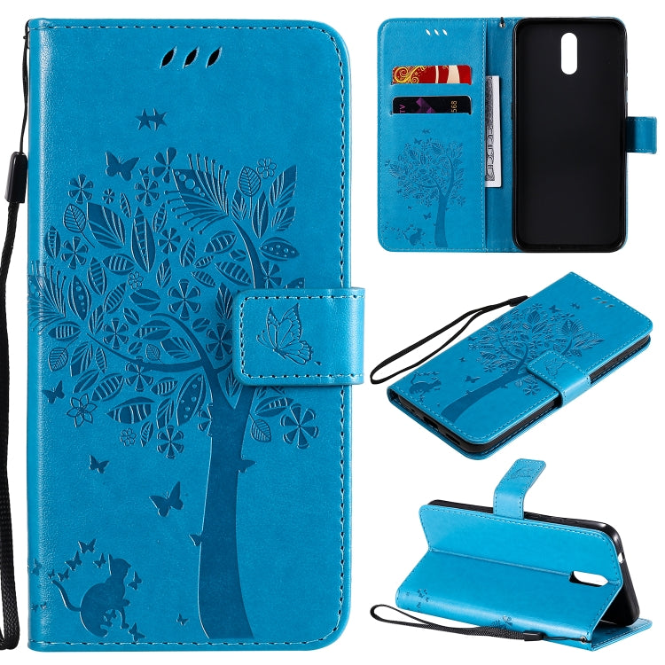 Tree & Cat Embossed Pattern Horizontal Flip Leather Case with Holder & Card Slots & Wallet & Lanyard – Lanyard, Card Slot, Flip, For Nokia 2.3, For Samsung Galaxy A21s For Nokia 2.3 Blue