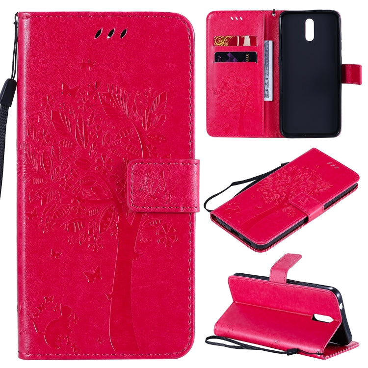 Tree & Cat Embossed Pattern Horizontal Flip Leather Case with Holder & Card Slots & Wallet & Lanyard – Lanyard, Card Slot, Flip, For Nokia 2.3, For Samsung Galaxy A21s For Nokia 2.3 Rose Red