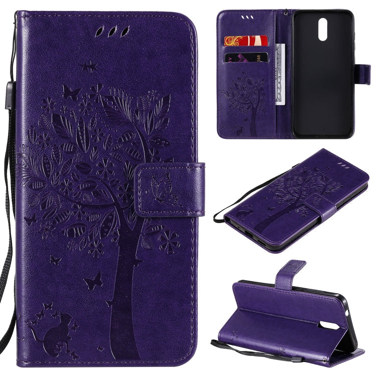 Tree & Cat Embossed Pattern Horizontal Flip Leather Case with Holder & Card Slots & Wallet & Lanyard – Lanyard, Card Slot, Flip, For Nokia 2.3, For Samsung Galaxy A21s For Nokia 2.3 Purple