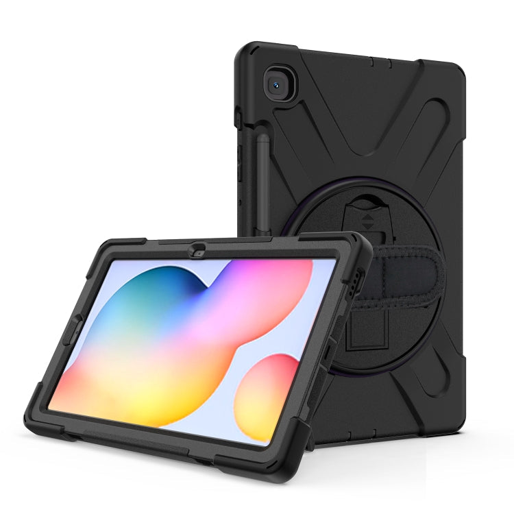 Shockproof Colorful Silicone + PC Protective Case with Holder & Shoulder Strap & Hand Strap & Pen Slot, For Samsung Galaxy Tab S6 Lite P610, For iPad Pro 12.9 2021 / 2020 For Samsung Galaxy Tab S6 Lite P610 Black