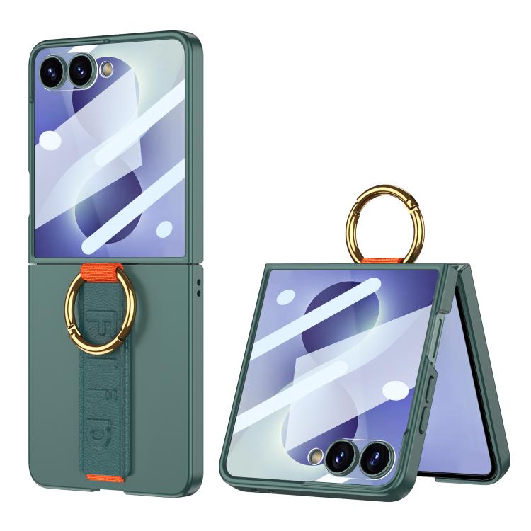 GKK Integrated Ultrathin Shockproof Phone Case with Ring Wrist Strap, For Galaxy Z Flip8 5G, For Samsung Galaxy Z Flip7 5G, For Samsung Galaxy Z Flip6, For Samsung Galaxy Z Flip5, For Samsung Galaxy Z Flip4 5G For Galaxy Z Flip8 5G Green