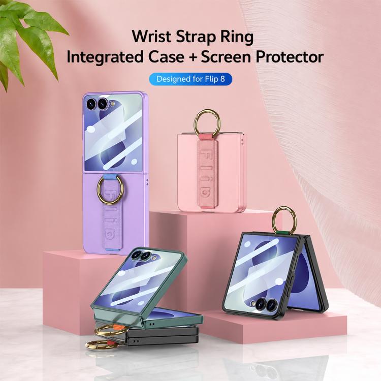 GKK Integrated Ultrathin Shockproof Phone Case with Ring Wrist Strap, For Galaxy Z Flip8 5G, For Samsung Galaxy Z Flip7 5G, For Samsung Galaxy Z Flip6, For Samsung Galaxy Z Flip5, For Samsung Galaxy Z Flip4 5G