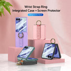 GKK Integrated Ultrathin Shockproof Phone Case with Ring Wrist Strap, For Galaxy Z Flip8 5G, For Samsung Galaxy Z Flip7 5G, For Samsung Galaxy Z Flip6, For Samsung Galaxy Z Flip5, For Samsung Galaxy Z Flip4 5G