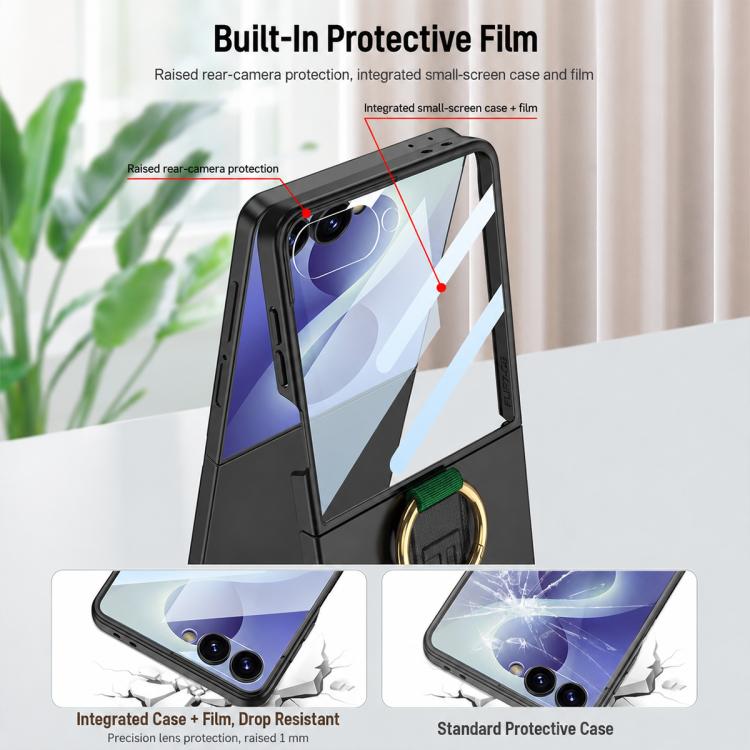 GKK Integrated Ultrathin Shockproof Phone Case with Ring Wrist Strap, For Galaxy Z Flip8 5G, For Samsung Galaxy Z Flip7 5G, For Samsung Galaxy Z Flip6, For Samsung Galaxy Z Flip5, For Samsung Galaxy Z Flip4 5G