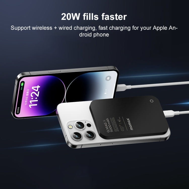 MOMAX Q.MAG X Portable Metal Magnetic Wireless Power Bank, 5000mAh, 20000mAh – Magnetic, Fast Charging, Wireless Charging