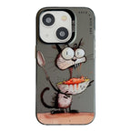 Animal Pattern Oil Painting Series PC + TPU Phone Case, For iPhone 15 Plus For iPhone 15 Plus Eating Rat