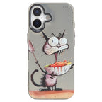 Animal Pattern Oil Painting Series PC + TPU Phone Case, For iPhone 16 For iPhone 16 Eating Rat