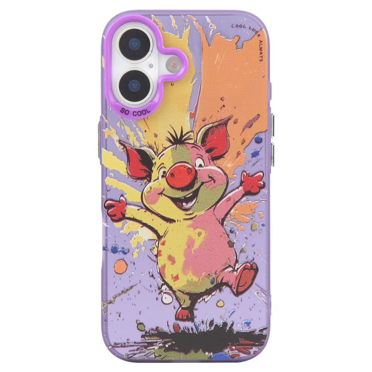 Animal Pattern Oil Painting Series PC + TPU Phone Case – TPU, For iPhone 17 For iPhone 17 Happy Pig
