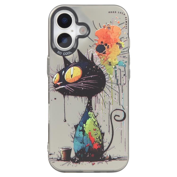 Animal Pattern Oil Painting Series PC + TPU Phone Case – TPU, For iPhone 17 For iPhone 17 Black Cat
