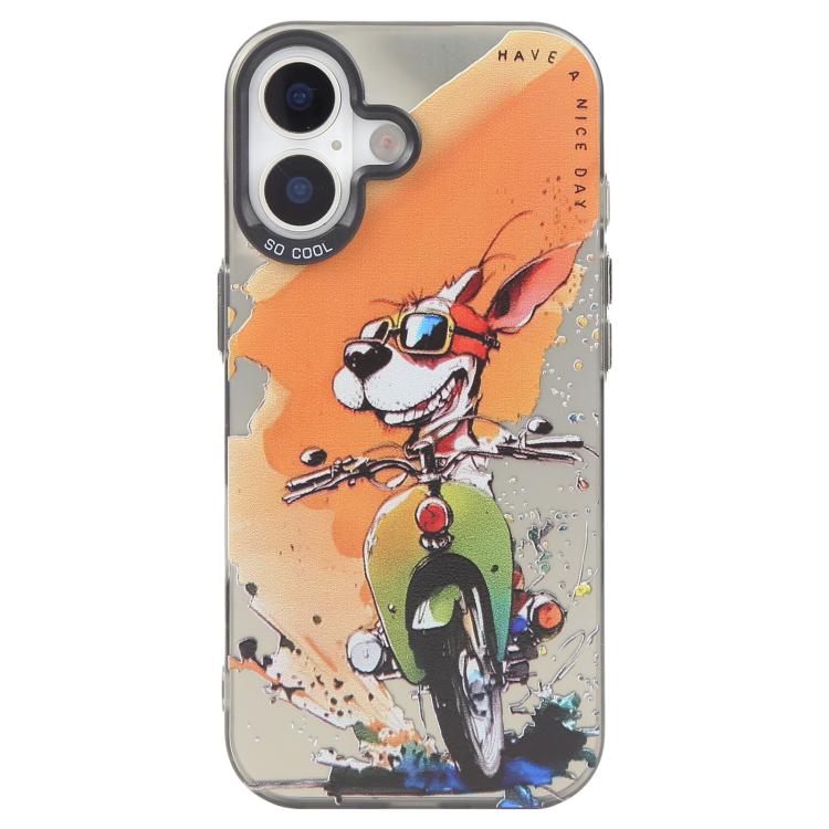 Animal Pattern Oil Painting Series PC + TPU Phone Case – TPU, For iPhone 17 For iPhone 17 Bicycle Dog