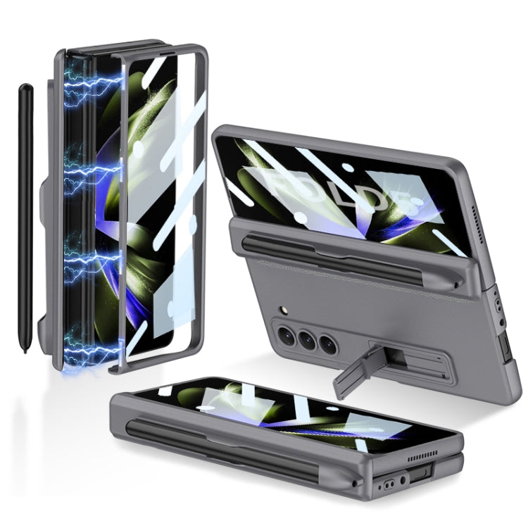 GKK Full Coverage Magnetic Fold Hinge Phone Case with Pen Slots – Magnetic, For Samsung Galaxy Z Fold5 For Samsung Galaxy Z Fold5 Grey