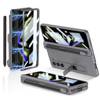 GKK Full Coverage Magnetic Fold Hinge Phone Case with Pen Slots – Magnetic, For Samsung Galaxy Z Fold5 For Samsung Galaxy Z Fold5 Grey
