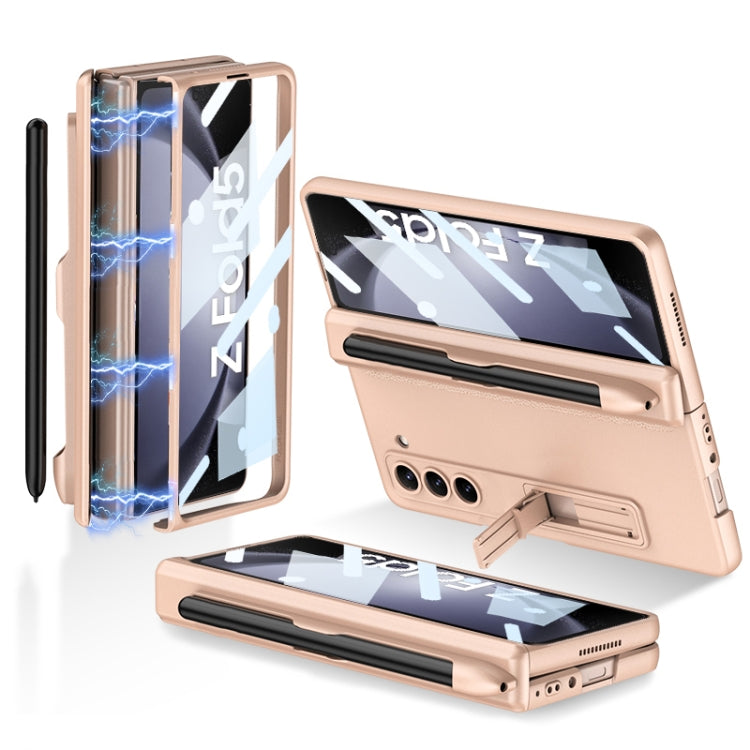GKK Full Coverage Magnetic Fold Hinge Phone Case with Pen Slots – Magnetic, For Samsung Galaxy Z Fold5 For Samsung Galaxy Z Fold5 Gold
